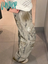 Lunivop Women American Vintage Trashy Y2K Japanese Streetwear Baggy Denim Pants Long Trousers 2000S